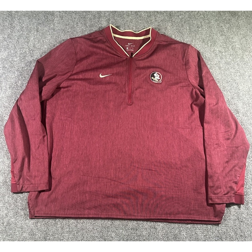 Nike FSU Florida State Seminoles XXL 1/4 Zip Blade Collar Performance L/S Shirt